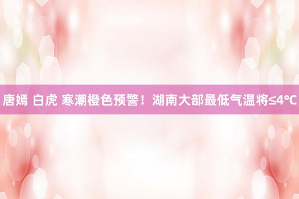 唐嫣 白虎 寒潮橙色预警！湖南大部最低气温将≤4℃