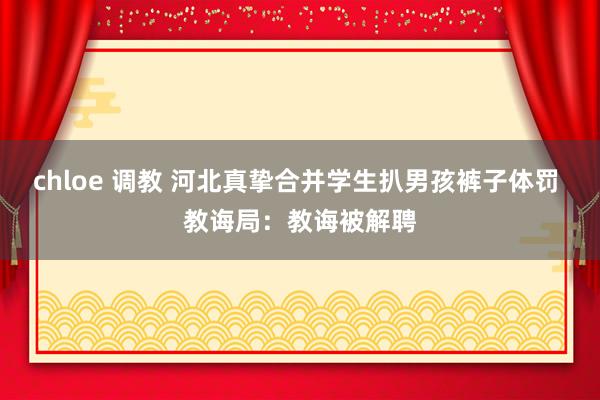 chloe 调教 河北真挚合并学生扒男孩裤子体罚 教诲局：教诲被解聘