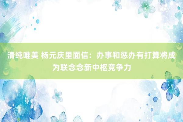 清纯唯美 杨元庆里面信：办事和惩办有打算将成为联念念新中枢竞争力