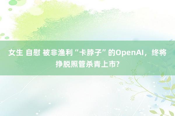 女生 自慰 被非渔利“卡脖子”的OpenAI，终将挣脱照管杀青上市?