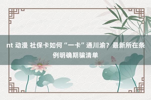 nt 动漫 社保卡如何“一卡”通川渝？最新所在条例明确期骗清单