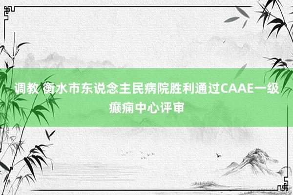 调教 衡水市东说念主民病院胜利通过CAAE一级癫痫中心评审