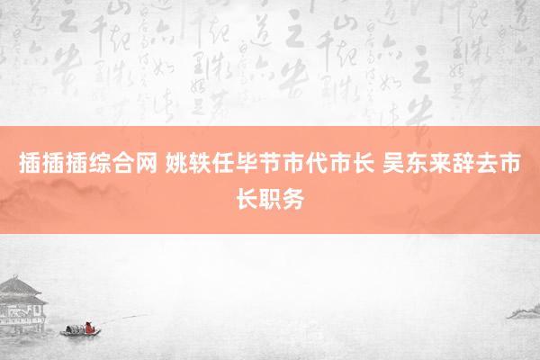 插插插综合网 姚轶任毕节市代市长 吴东来辞去市长职务