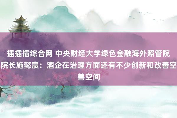插插插综合网 中央财经大学绿色金融海外照管院副院长施懿宸：酒企在治理方面还有不少创新和改善空间